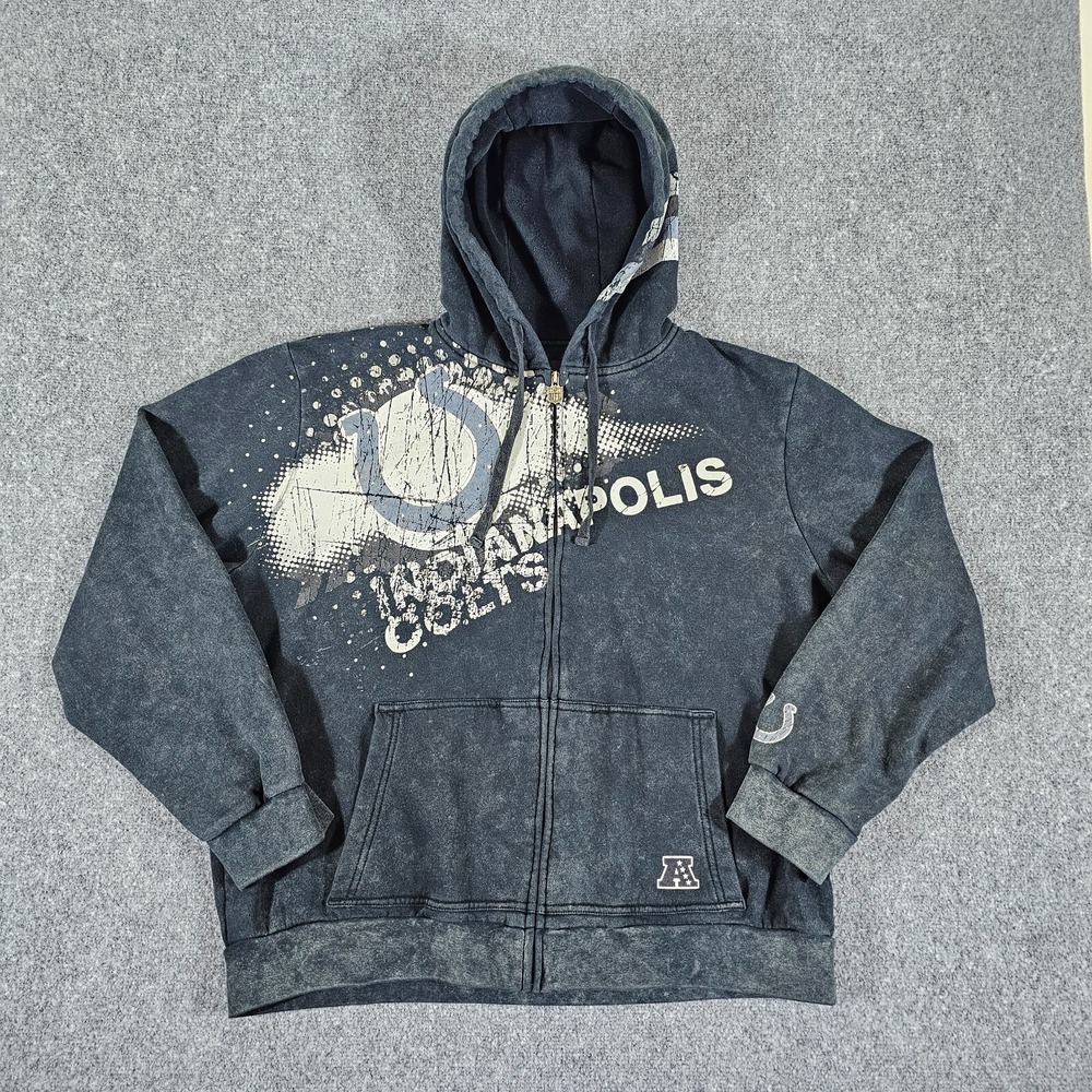 Y2K 2000s NFL Pro Line Indianapolis Colts Full Zip Graphic‎ Hoodie Men 2XL Faded
